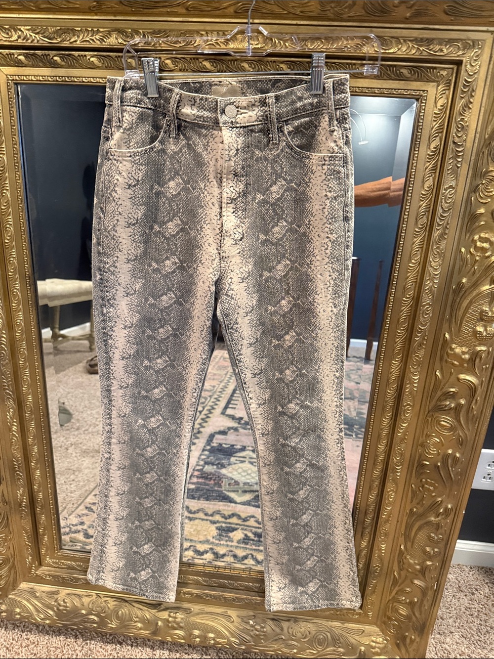 MOTHER Snake-Print Grey Jeans